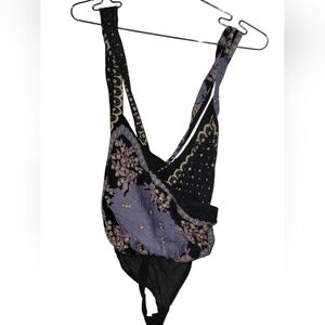 Free People Black and Purple Bodysuit